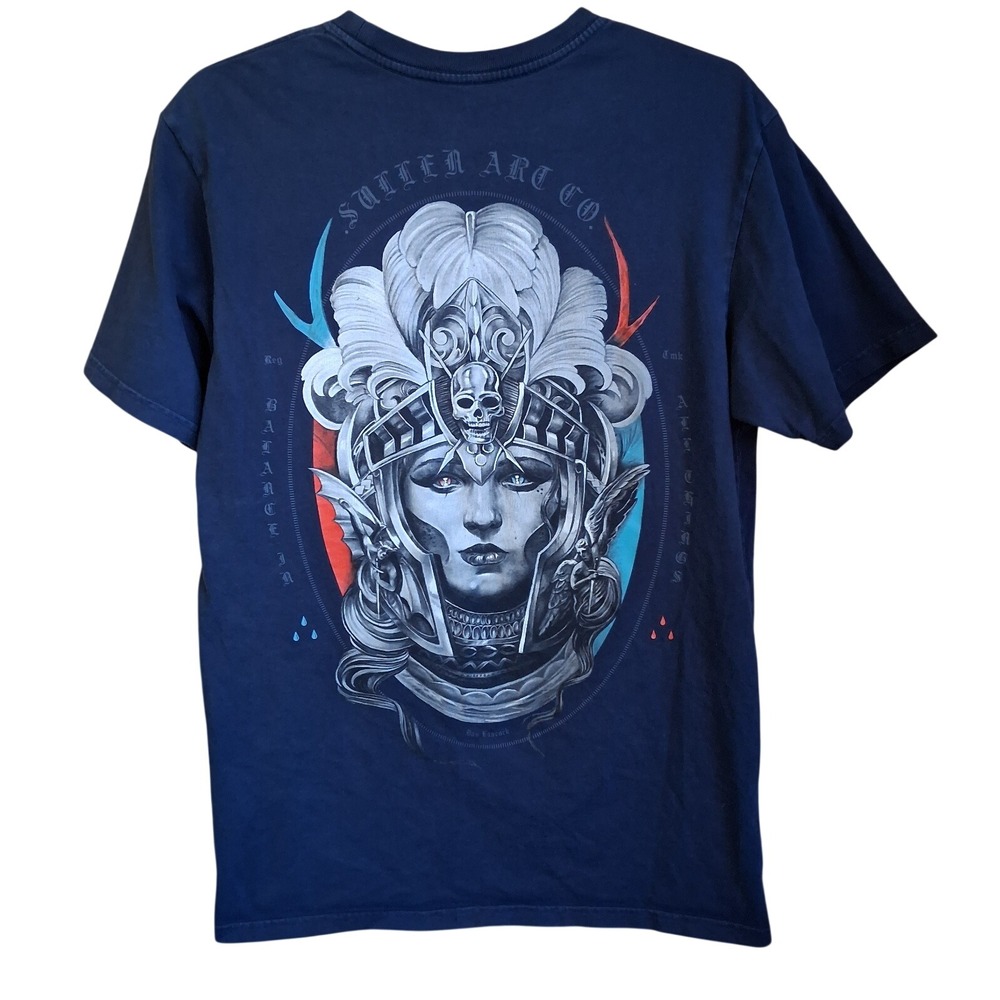 Sullenβ Art Collective Mens Premium Blue SS Tee Dan Hancock Collab Tattoo EUC